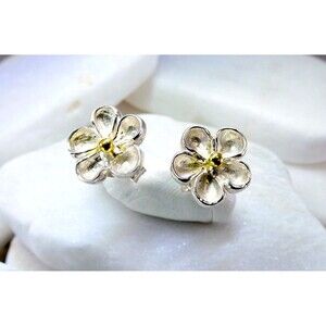 Sterling Silver Gold Vermeil Daisy Flower Stud Earrings  NEW